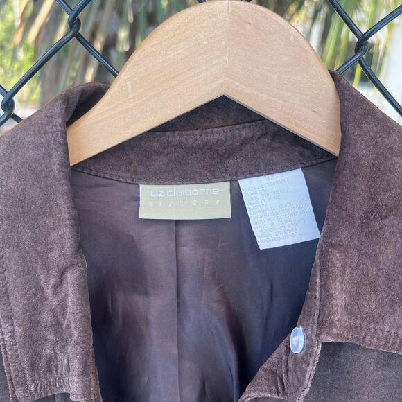 Liz Claiborne Pig Suede Button Jacket Brown Women's Size 12 - Picture 3 of 9